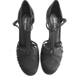 Nine West Black Satin Pumps 6M